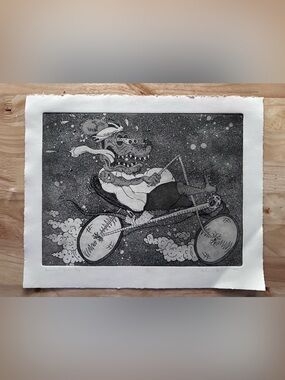Signed Print by Kentucky Artist • Black & White Surreal Bicycle Art Print